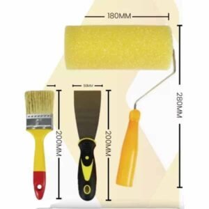 Kit Pintura Parede BOMVINK BOM-3607, 4 Peças, Pincel, Espátula, Rolo e Bandeja
